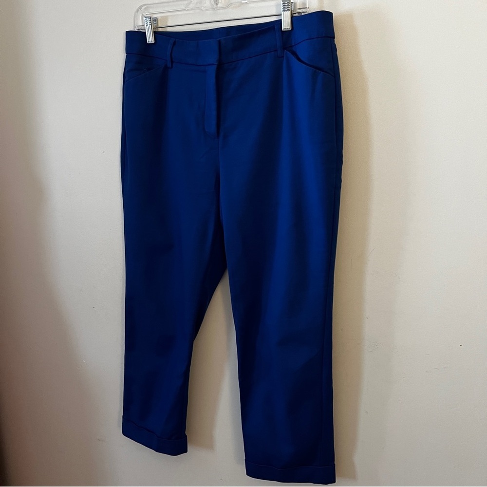 Chico's Blue Cropped Ankle Pants with Sleek Silhouette - Picture 4 of 14